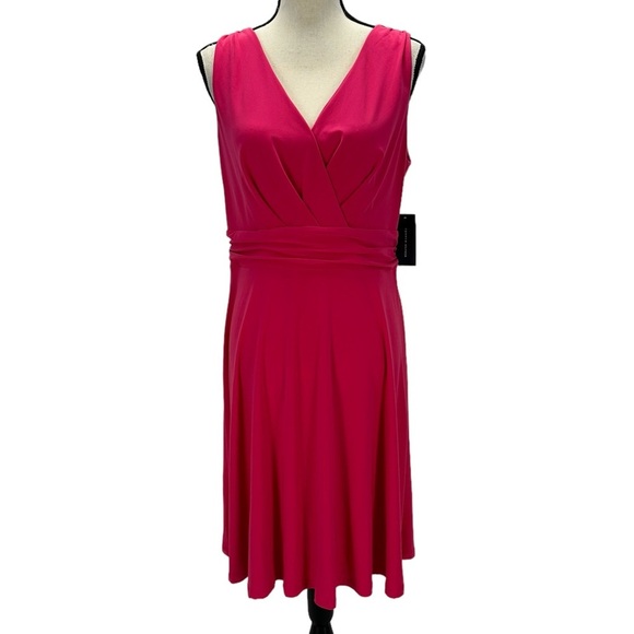 Tommy Hilfiger Sleeveless V Neck Midi Dress - Hot Pink - size 10 - Picture 1 of 9